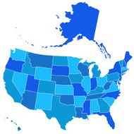 Silhouette map of USA