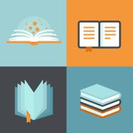 Vector book signs and symbols - education concepts