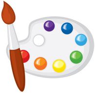 Paintbrush and palette of paints N2