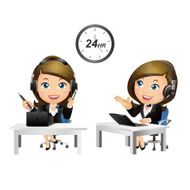 People Set - Business Women Customer support with headphones-2