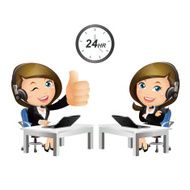 People Set - Business Woman Customer support with headphones-2