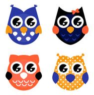 Cute Halloween owls collection isolated on white