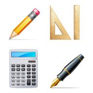 Education icons Pencil pen calculator ruler