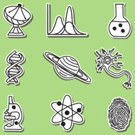 Science icons - hand-drawn illustration