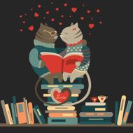 Cats in love reading a book