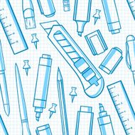 seamless background various stationery - 2