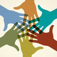 Group of colored raised hands N2