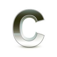 3d silver steel letter C N3