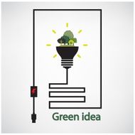 trees and green light bulb on background green concepts
