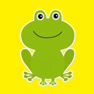 Cute green cartoon frog White background N2
