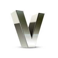 3d silver steel letter V N3