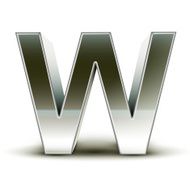 3d silver steel letter W N4