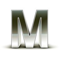 3d silver steel letter M N3