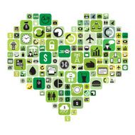 Business icons set in heart vector format