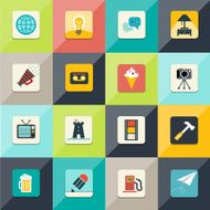 Set of flat vector web icons in stylish colors N2