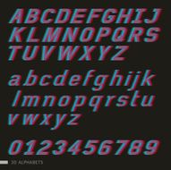 3D Italic alphabet and numbers font style