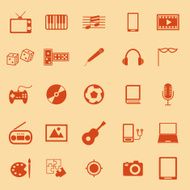 Entertainment color icons on orange background
