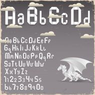 Origami Alphabet with Numbers in retro style