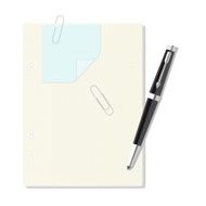exercise book in a cage pen paper clip leaf