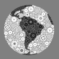 Technology Earth Concept with Wheels Vector Illustration