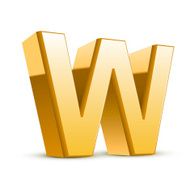 3d golden letter W N4