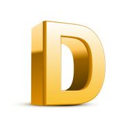 3d golden letter D N3