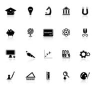 Education icons with reflect on white background