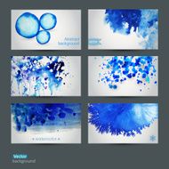Vector abstract hand drawn set of six watercolor background vect N2
