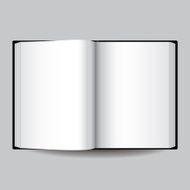 Black opened book isolated on grey vector