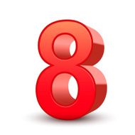 3d shiny red number 8 N5