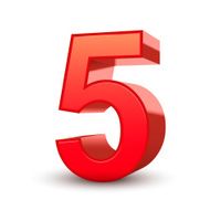 3d shiny red number 5 N6