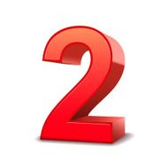 3d shiny red number 2 N4