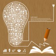 creative splash pencil and bulb with social network icons set