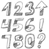 Black numbers on a white background Sketch vector set N2