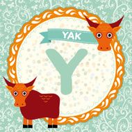 ABC animals Y is yak Childrens english alphabet Vector N2