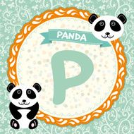 ABC animals P is panda Childrens english alphabet Vector N2