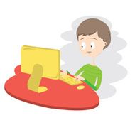 Unhappy Boy Using Computer N2