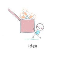 man carries a box of ideas