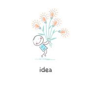 man holding a bouquet of light bulbs Concept ideas