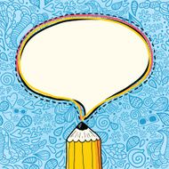 back to school doodle background with bubble speech and pencil N2