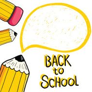 Cartoon cute pencil back to school card with text bubble N2