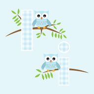 Alphabet for baby boy with owl vector letters I N2