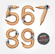 Wood pencil numbers alphabet style N2