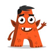 Vector image of an orange letter A monster N2