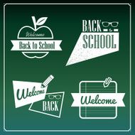 Retro back to school ribbon labels illustration background N2