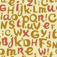 Seamless yellow typographic texture with doodle letters