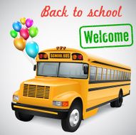 School bus with balloons
