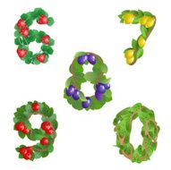 numbers 6-0 made from different plants with fruits