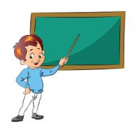 Boy teaching on green board N2