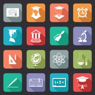 Set of flat school and education icons